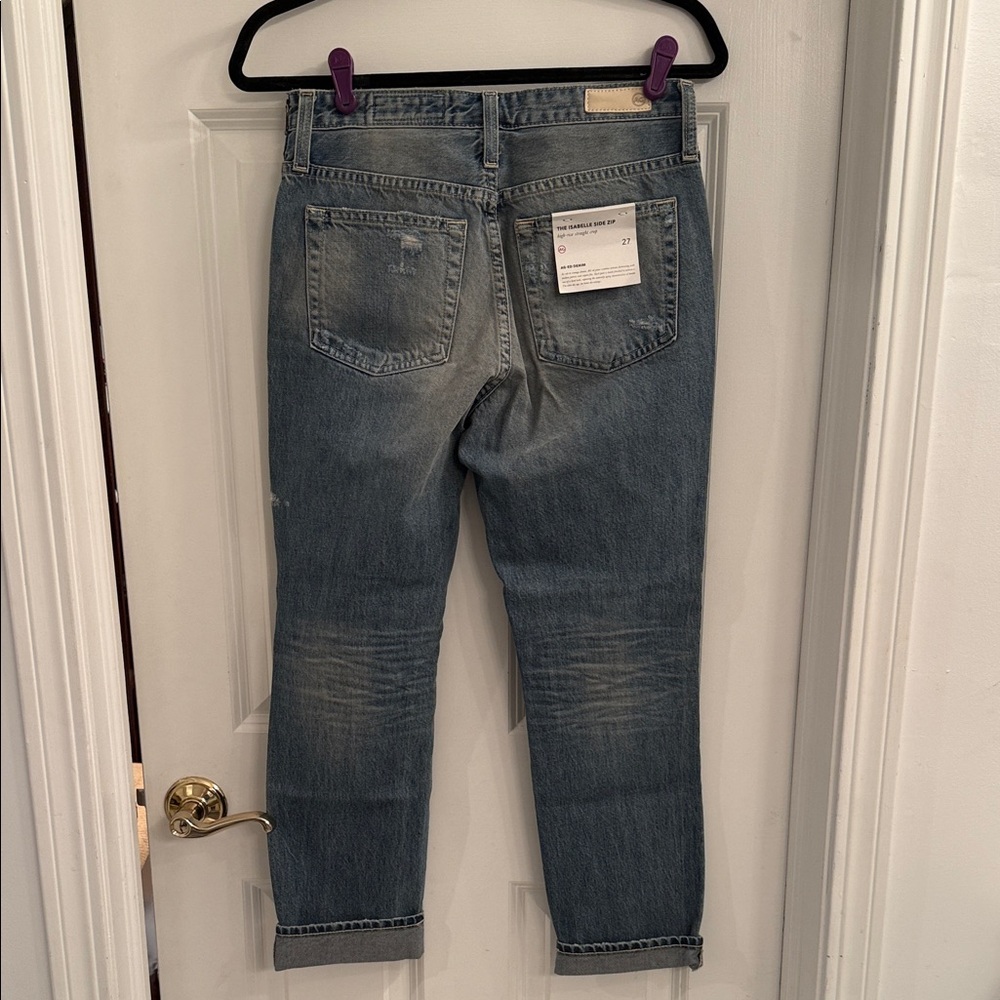 AG Adriano Goldschmied “The Isabelle Side Zip” - Relaxed Distressed Denim Jeans - Picture 4 of 5